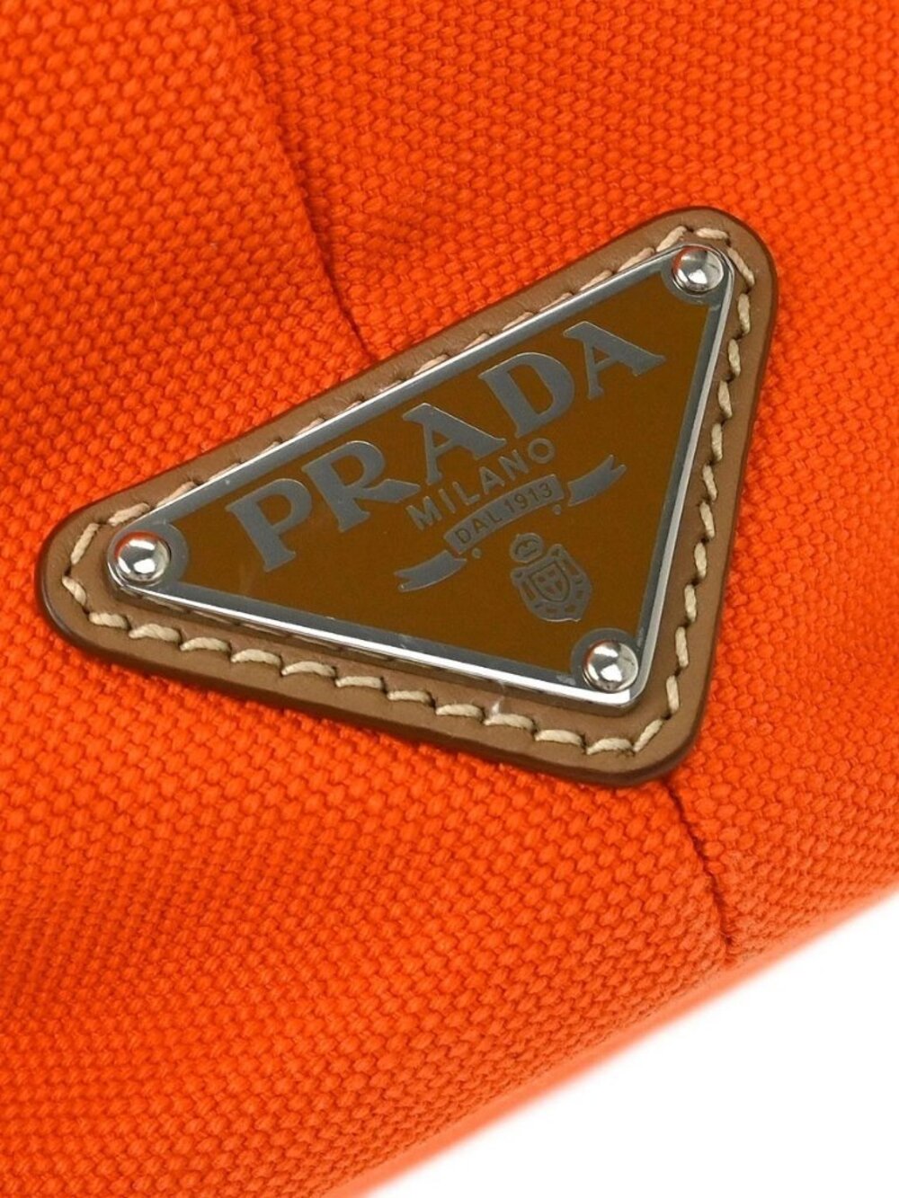 Prada Orange Canvas Canapa 2way Tote Handbag 1BG163 204 AQ00001 - Picture 4 of 10